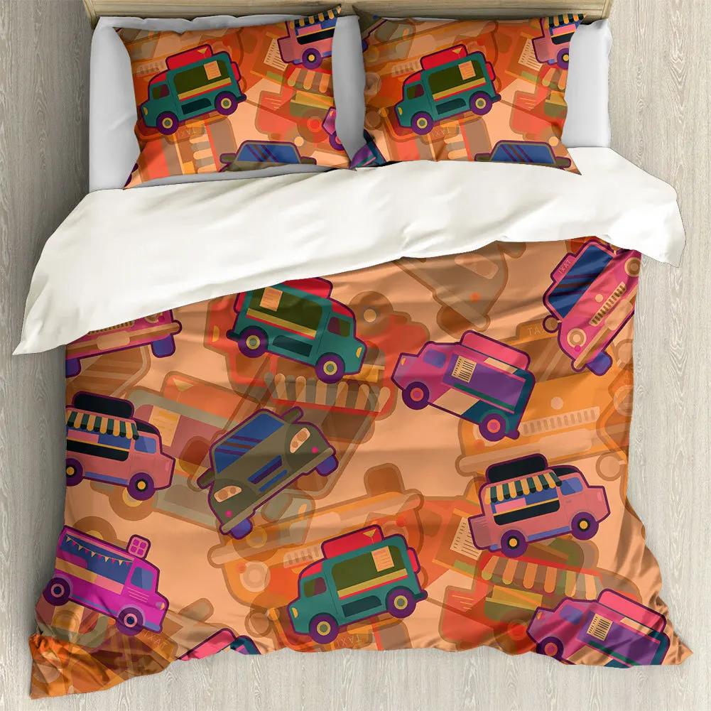 Carton Car Cover Toy Truck Bus Soft Duvet Cover Excavator Children Young Boys Young Girls Gifts Trafic Light Smal Animals Drive Bedrom Decor