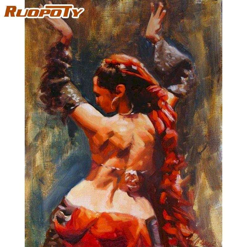 

Ruopoty, безрамная танцующая девушка, сделай сам, картина по номерам, современные настенные художественные картины по номерам, краски для домашнего декора 40x50 см