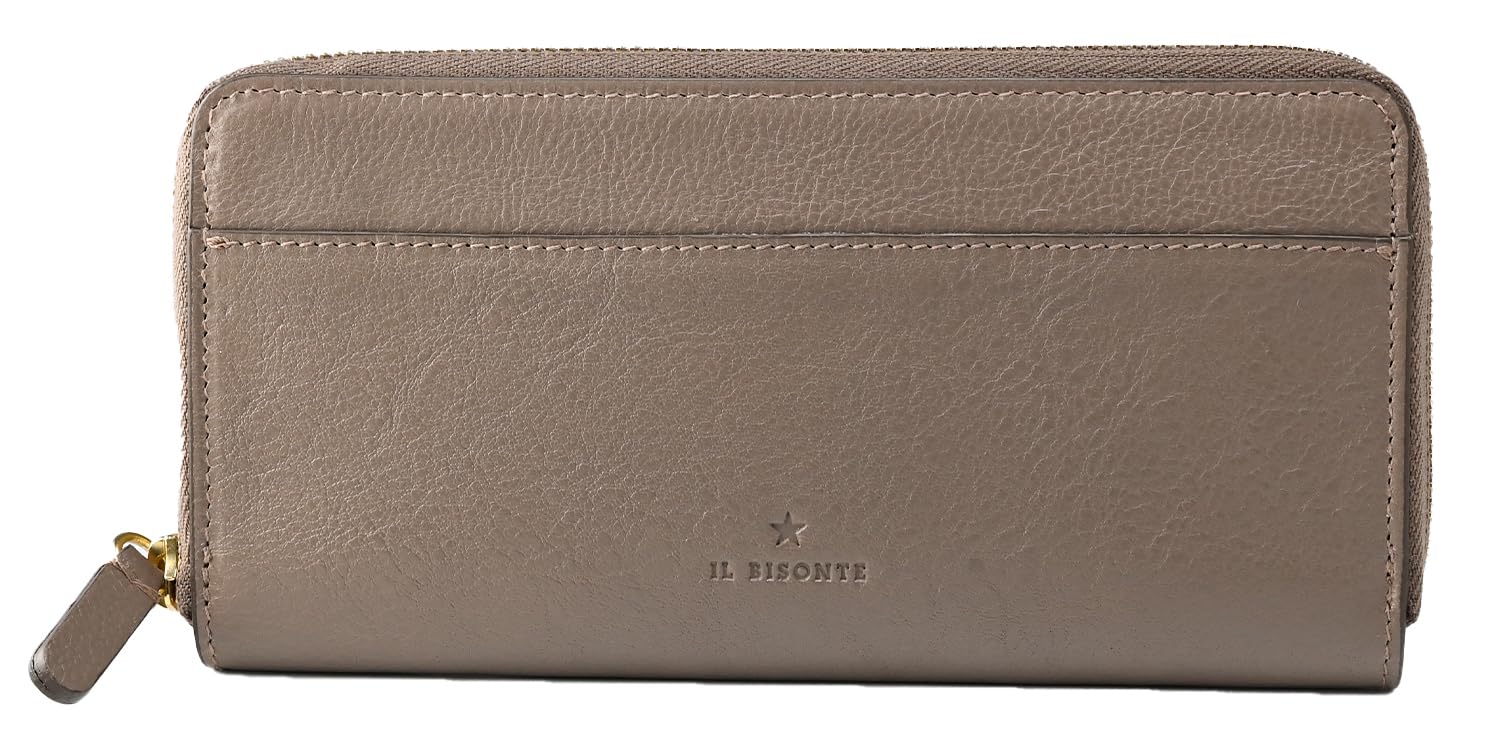 

IL BISONTE Long Wallet with Coin Purse Round Zipper Vachetta Leather Gray SZW056PV0001GY107B Wallet Men s Women s [Item]