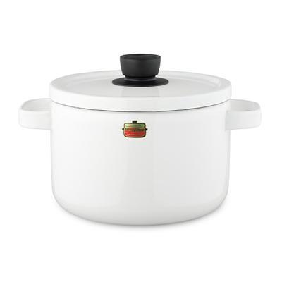 Fuji Enamel Two Hand Pot Deep Casserole Solid 22cm White SD-22DW/W