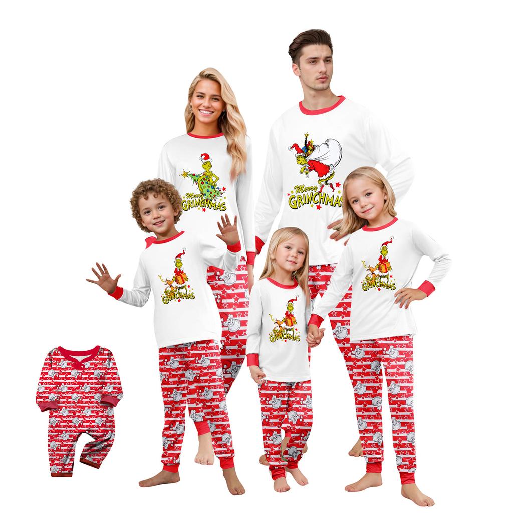 Christmas Print Cute Family Set Pajamas, Home Clothes, Family Set Long Sleeve Top Pants Set