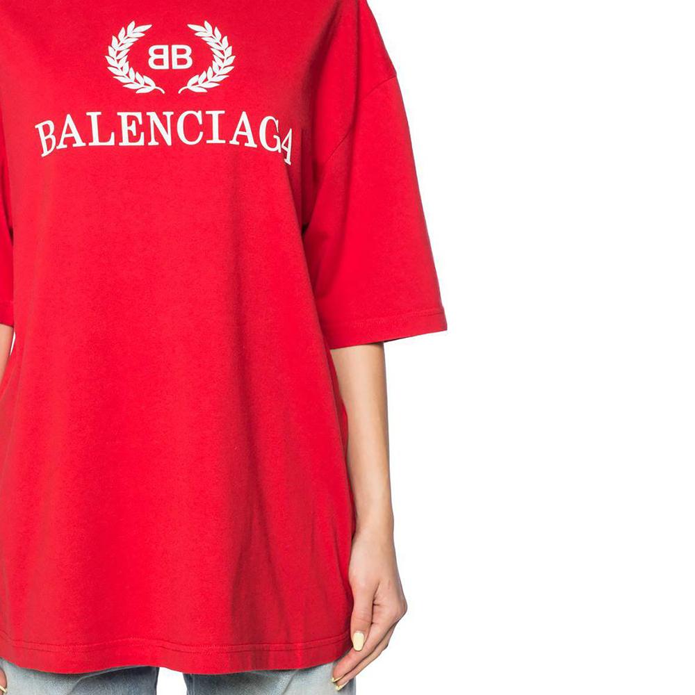 Balenciaga T-Shirts Men's Red Crew Neck Moderate Straight Fit 544271TCV256400
