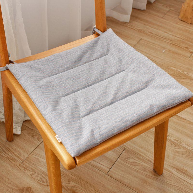 

Stripes Cotton and Linen Thin Cushion Japanese Fabric Tatami Office Winter Student Thick Dining Chair with Backrest Cushion Gray Blue 40X40cm