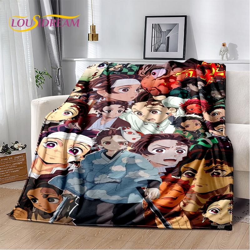 3D Demon Slayer Anime Kamado Nezuko Tanjirou Cartoon Blanket Soft Throw for Home Bedroom Bed Sofa Picnic Cover Child