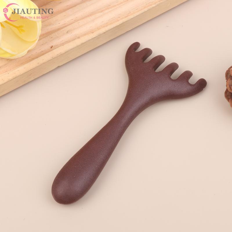 Plastikkamm für Meridian-Massage, Körper-Gua-Sha-Werkzeug, Antistatisch, 6-Zacken-Kopfmassagegerät, Fördert