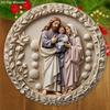 Nativity Scene Wooden Sign, Charming Jesus's Family Round Sign for Front Door Wall Church Hanging Decor, Ideal Christmas Gift for Christians