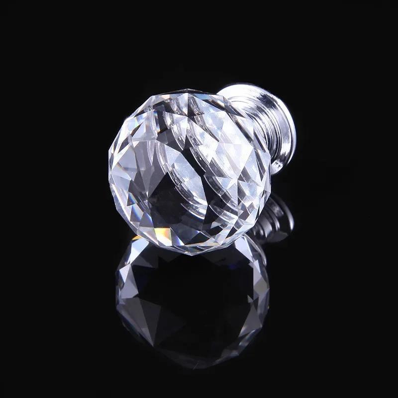2PCS Golden European Crystal Glass Handle Single Hole Kitchen Diamond Drawer Door Knobs Handle Furniture Handle Cabinet Drawer