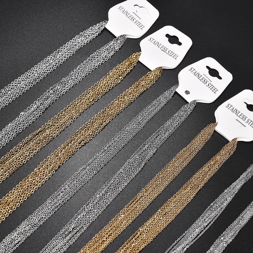 10pcs/Set Stainless Steel O Chain For Men Women,Gold/Silver Color Luxury Noble Necklace, Fashion Jewelry Gifts