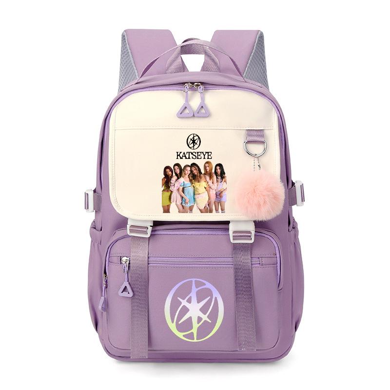 Hot Katseye Funny Print School Bags Teenage Girls Large Capacity Outdoor Travel Bagpack Multi-function Cartoon Students Backpack