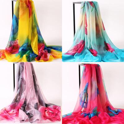 2024 Großes Chiffon-Seidenmischungs-Strandtuch & Bedrucktes Sonnenschutz-Tuch Geschenk