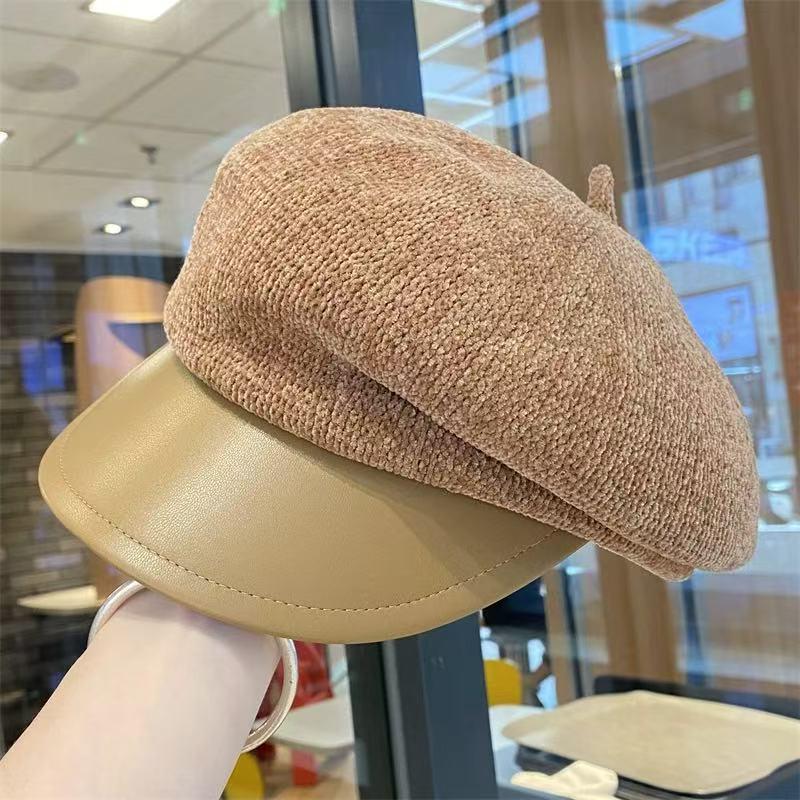 Women's Wool Felt Leather Brim Duckbill Cap - Autumn/Winter British Retro Beret