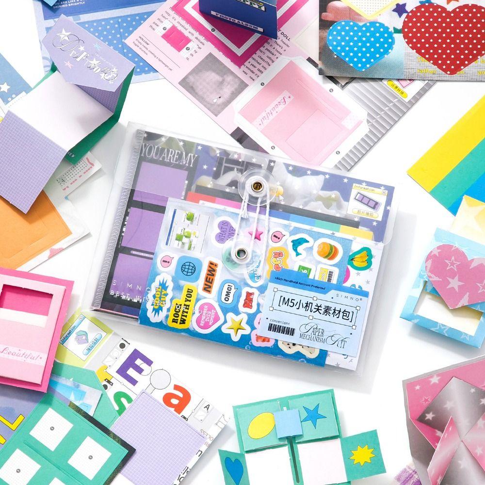 12pcs Journal GO Little Mechanism Material Pack No Cutting Memo Pads  Scrapbooking Decoration
