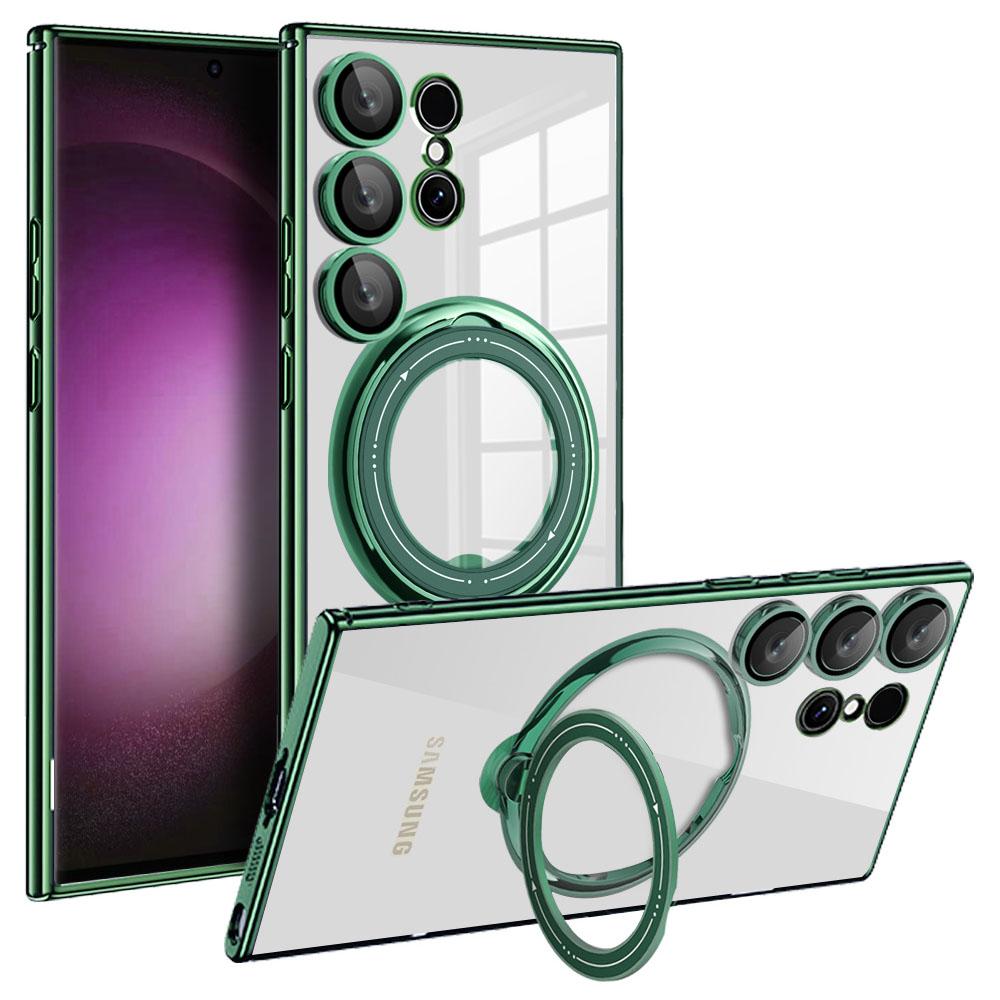 For Samsung Galaxy S24 Ultra Case Kickstand PC+TPU Magnetic Phone Cover