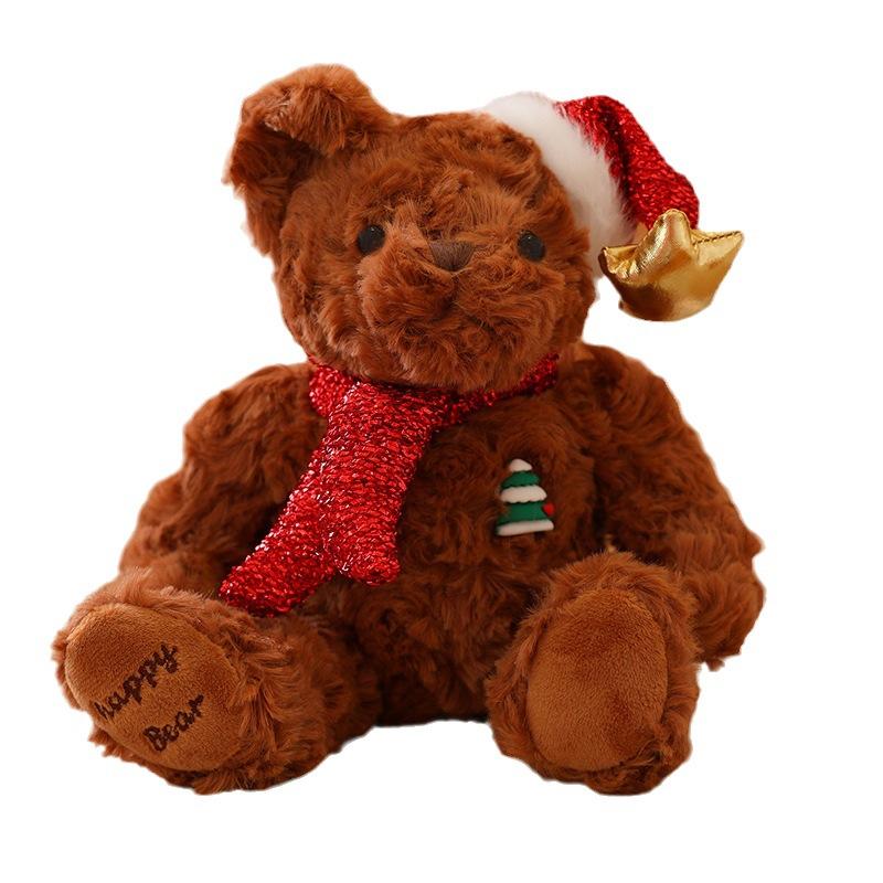 Christmas Bear Doll Christmas Cute Scarf Teddy Bear Plush Toy Doll Christmas Gift Girl