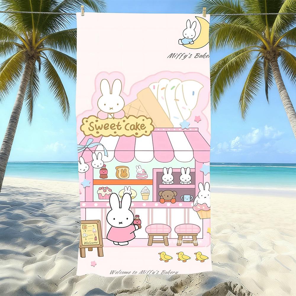 Miffy Rabbit Beach Towel Microfiber Quick Drying Absorbent Cartoon Printed Seaside Resort Bath Towel