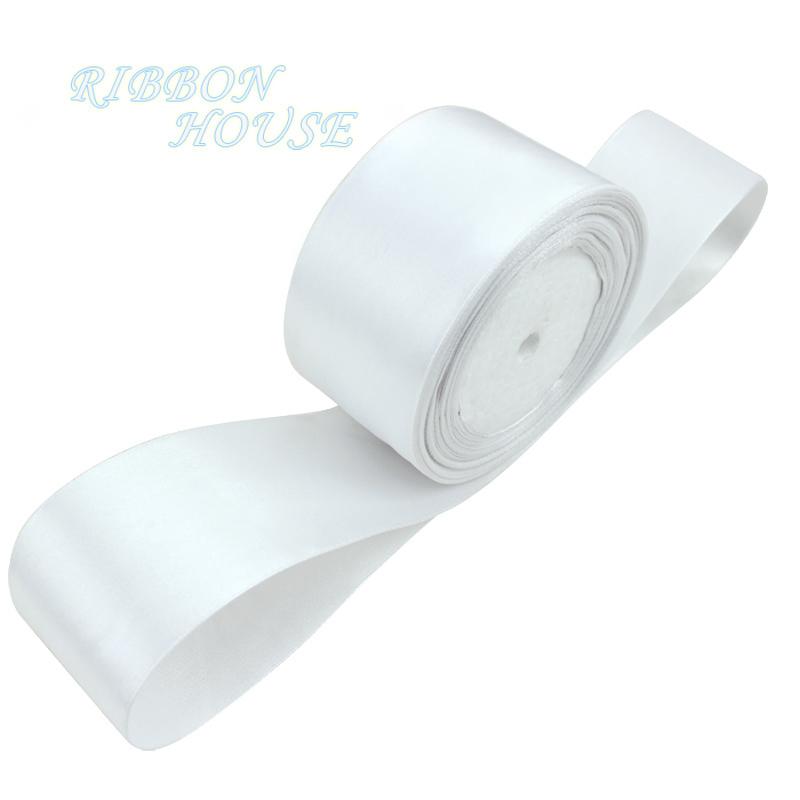 (25 Yards/roll) 5cm White Single Face Satin Ribbons Webbing Decoration Gift Christmas Ribbon