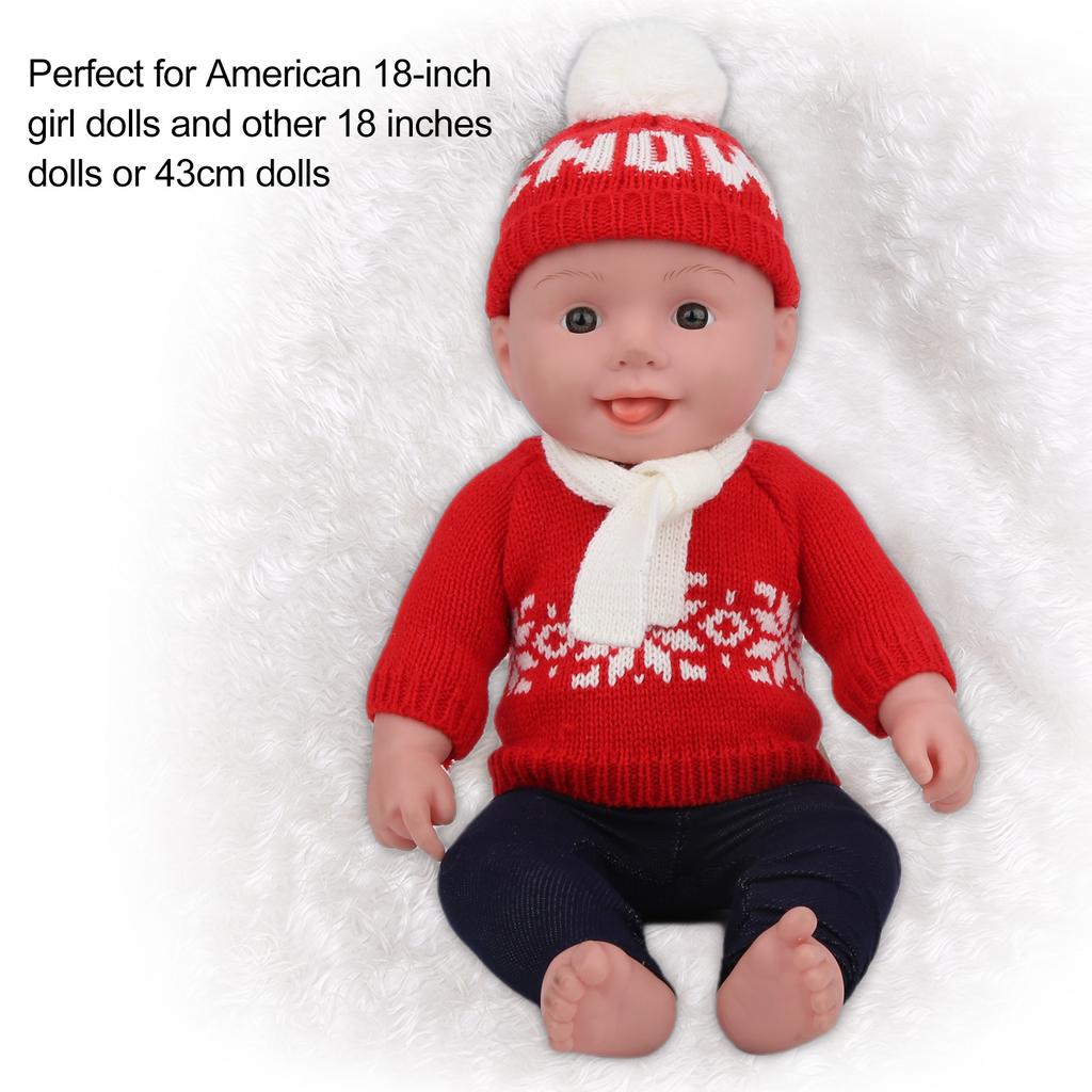 Baby Girl Doll Clothes Christmas Sweater Pants Hats Doll Accessories for 18inch DollQ18-782