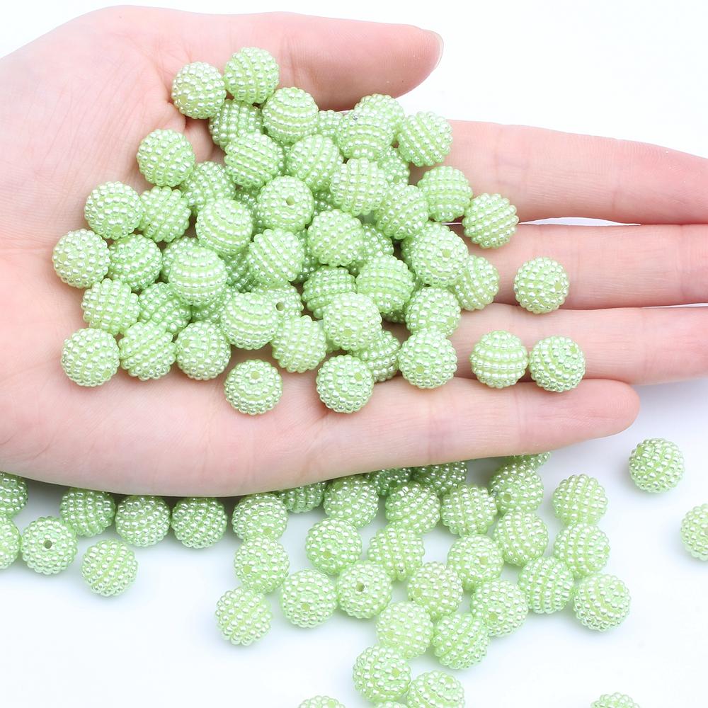 Hot Sale 200pcs 15mm Multicolor Bayberry Perforation Pearl Beads Hole Resin DIY Jewelry Decorations for Dress Making