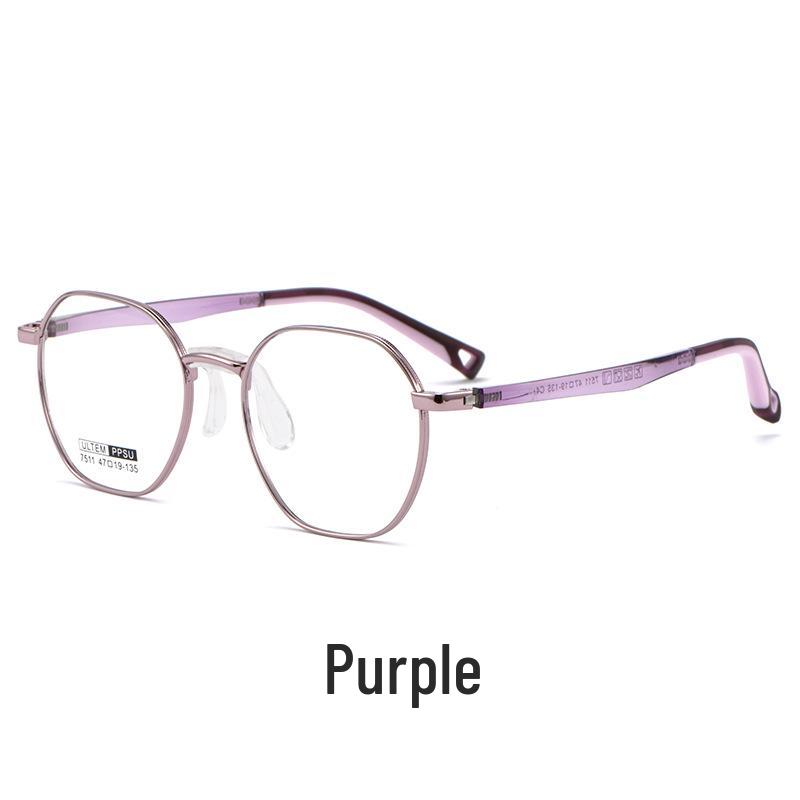 Retro Polygon Eyeglass Frame for Men and Teens, Ultralight Style 7511S