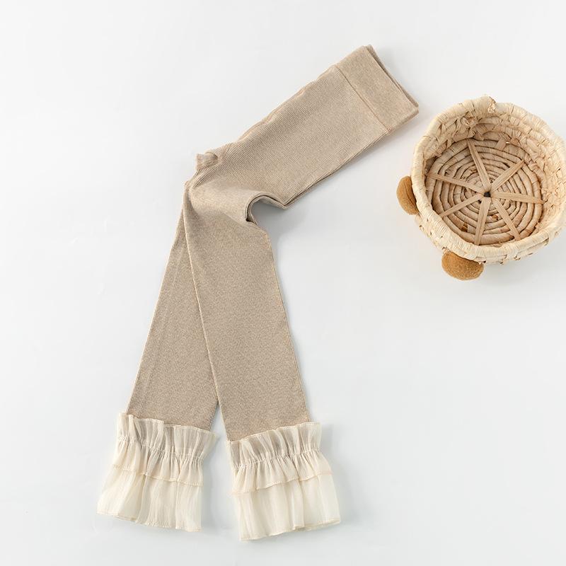 Baby Girls Leggings Lace Pants Kids Cotton Solid Ruffle Lace Children Tights Casual Pantyhose Trousers Spring Autumn