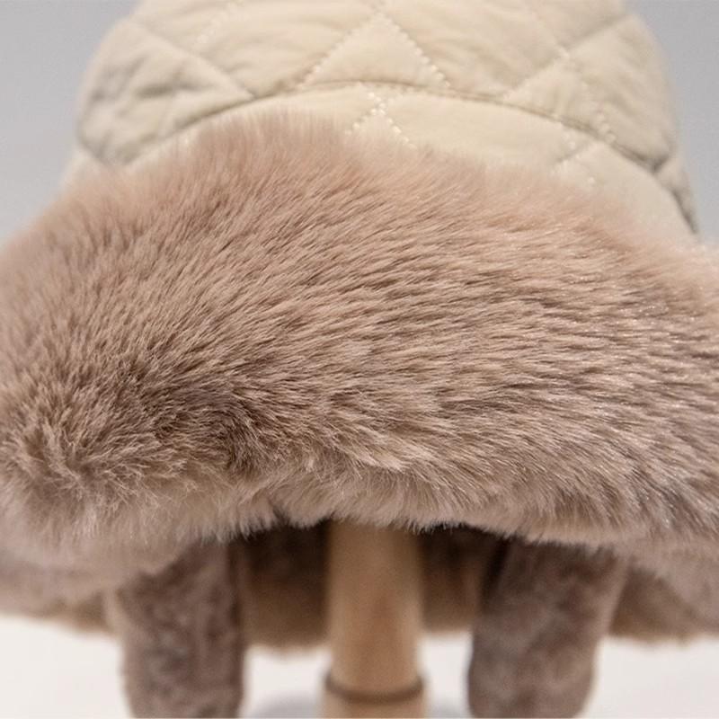 

Cute plush women s winter thickened bucket hat to keep warm, cycling plush ear protectors, pullover hat to show small face сірий колір