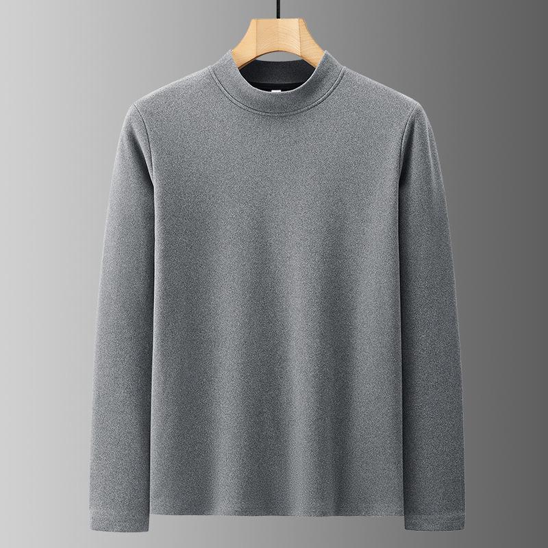 Winter German Velvet Sweatshirt for Men's Windproof Neckline Round Neck Double-sided Velvet Warm Bottoming Shirt Thick Simple Long Sleeves