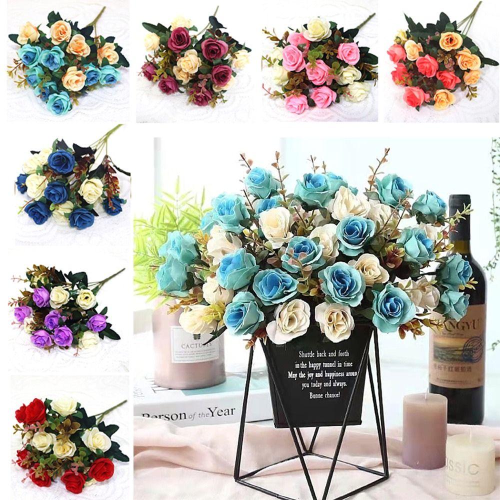 Multicolor Artificial Eucalyptus Rose Silk Simulation Plants Leaves  Wedding Ornament