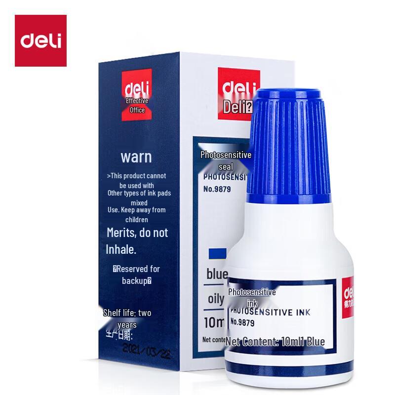 Deli 10ml Blue Photosensitive Stamp Ink