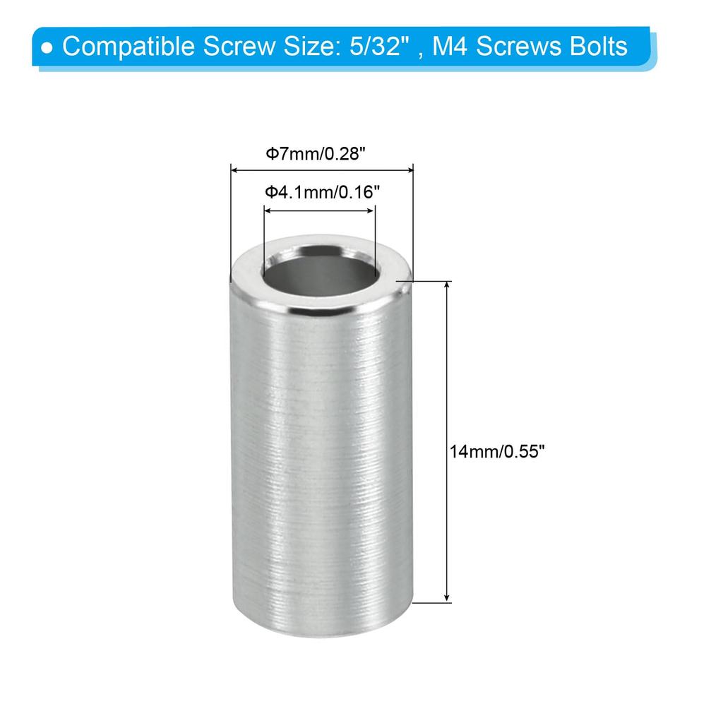 PATIKIL M4 Aluminum Spacers Set of 5 Metal Spacers Aluminum 4.1mm ID x 7mm