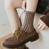 5Pairs Breathable Checkered Cotton Socks Patchwork Grids Socks Sweet Women Tube Sock  Gift