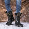 Outdoor Waterproof with Fur Plush Warm Shoe New Winter Camouflage Men Snow Boots Rain Shoes Casual Mid-Calf Work Motorcycle Boot