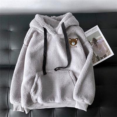 Women Hoodie Winter Loose Hoodies Sweatshirts Streetwear Thick Lamb Wool Bear Outwear