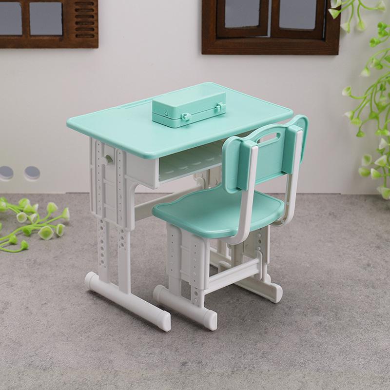 Children's Mini Desk & Study Table Toy Set with Books, Stationery, and Pencil Box Accessories