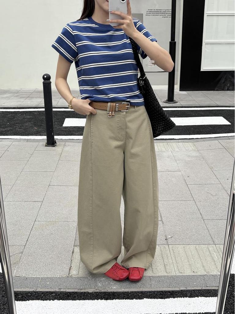 2026 Spring Women's Korean Style Wide-Leg Casual Pants - Loose Slimming, Thirteen Line Design