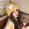 New Autumn and Winter Hat for Women's Bear Patch Wool Hat Korean Version of Versatile Warm Ear Protection Cute Knitted Hat Trendy