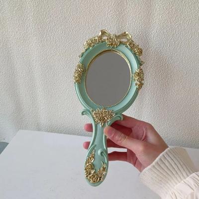 European Style Retro Handheld Mirror Vintage Makeup Vanity Hand Mirror Spa Salon Mirror Desktop Makeup Tools