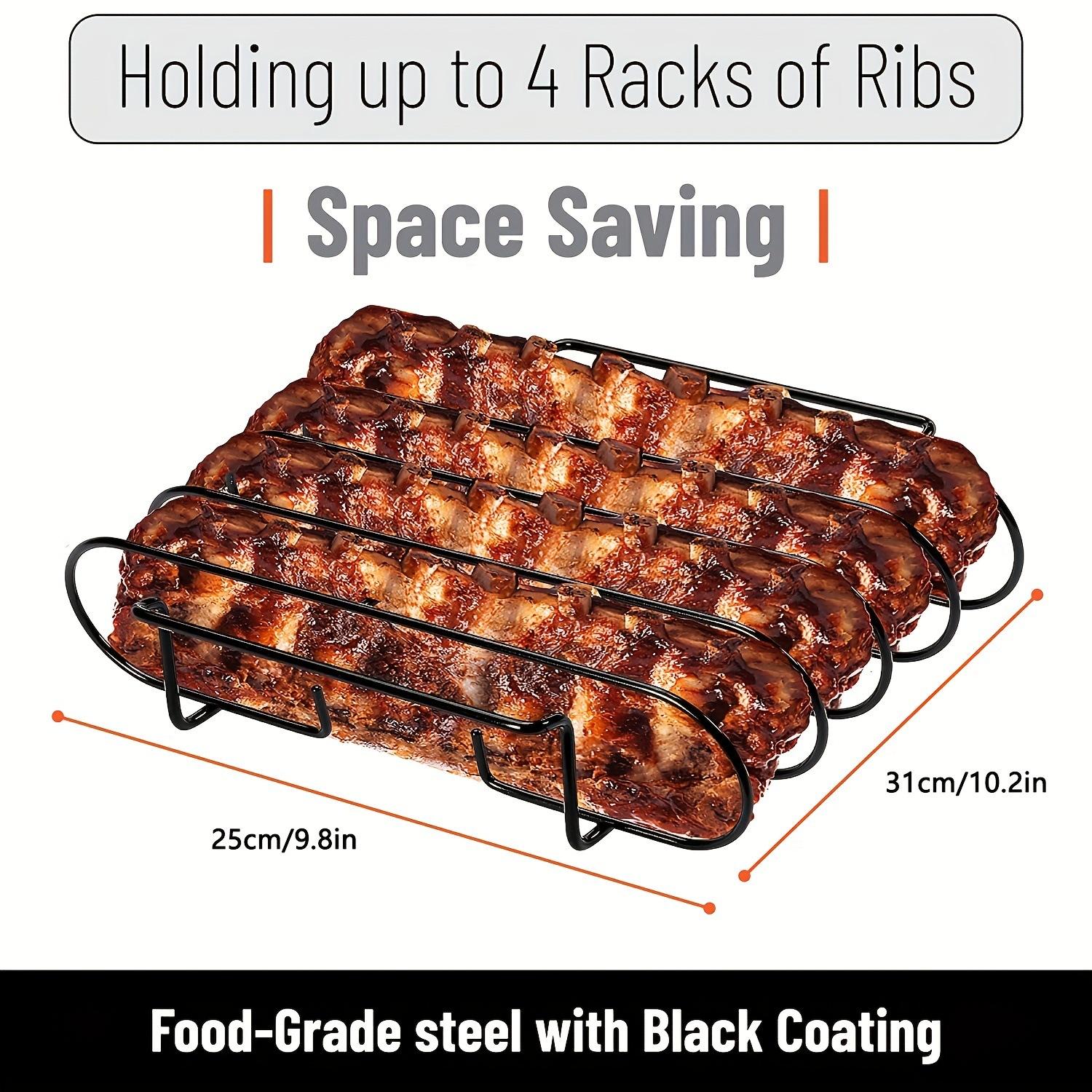 

Non-Stick BBQ Rib Rack Stand Barbecue Steaks Racks Stainless Steel Chicken Beef Ribs Grill Black for Gas Smoker BBQ Tools bbq чорний