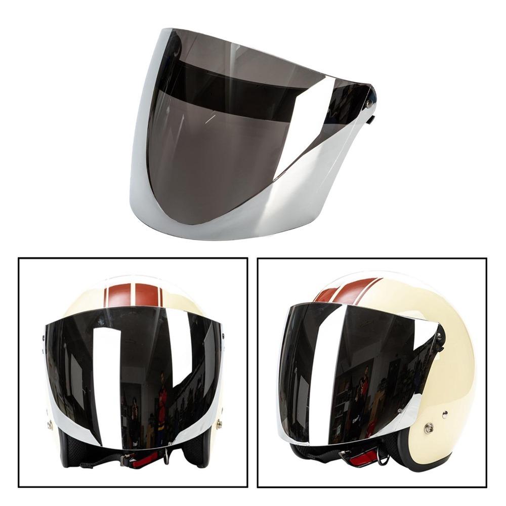 New Universal Full Face Helmet Visor Wind Shield Lens 3-Snap Motorcycle Open Face