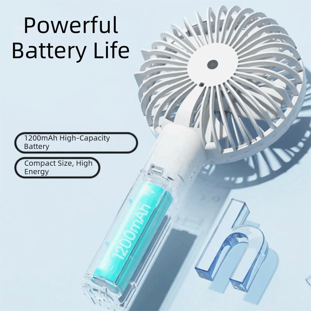 LCD Display Mini Fan With Phone Holder 5-Speed Wind Desk Fan Portable Charging Fan