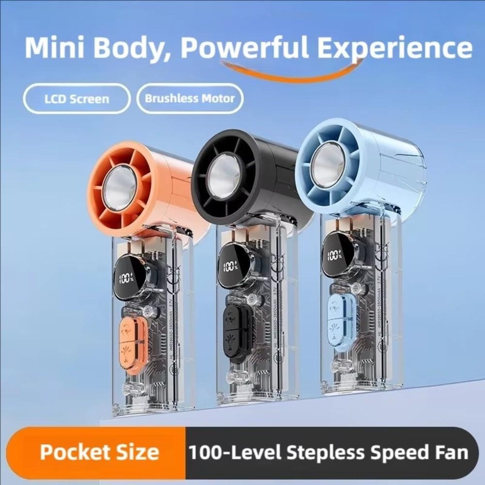Digital Display Handheld Fan 100 Turbos Chilled Air Cooler Multi-function Mini Fan Outdoor