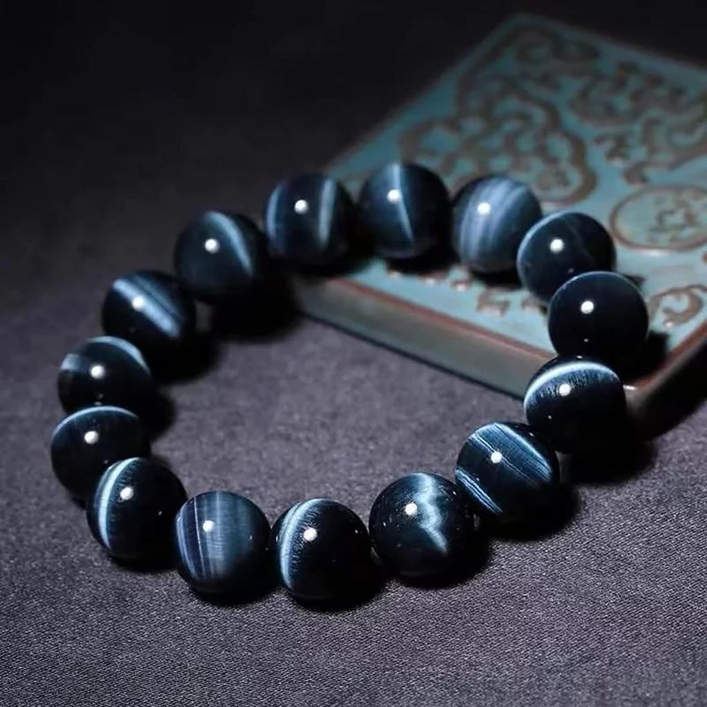 Natural Stone Bracelet Blue Tiger Eye Elegant Carefully Selected Beautiful Strong Shine Mainly a stone for and Good Luck Comes with Bead Threading
