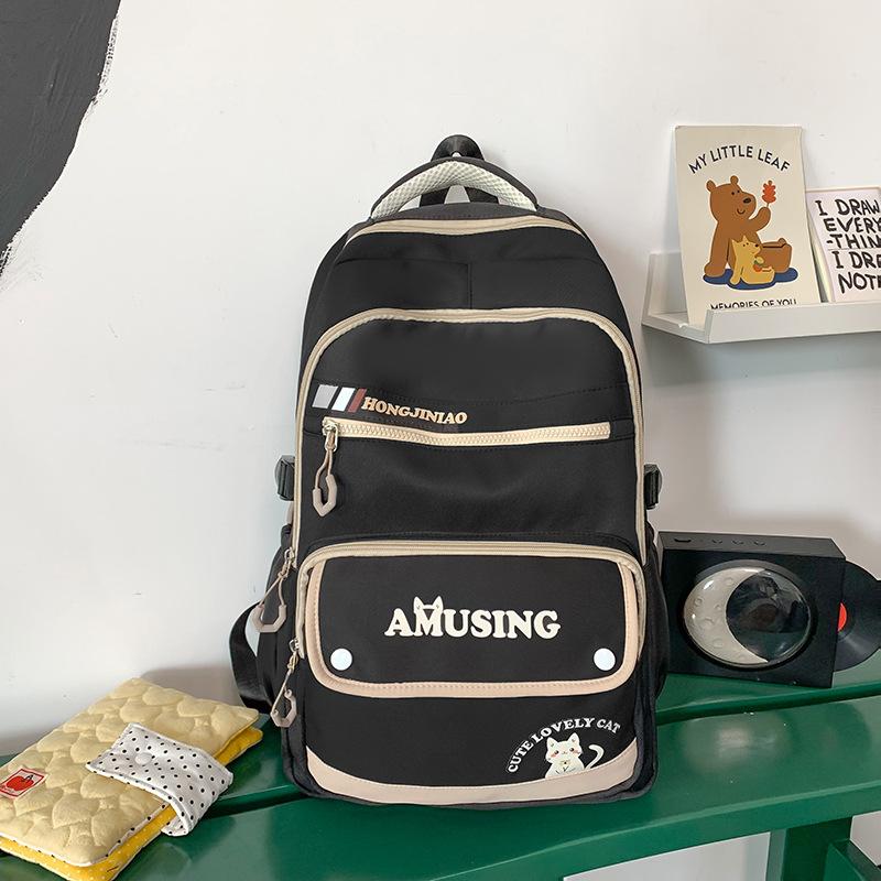 School bag Korean version big couple casual back high value teenager multi-compartment