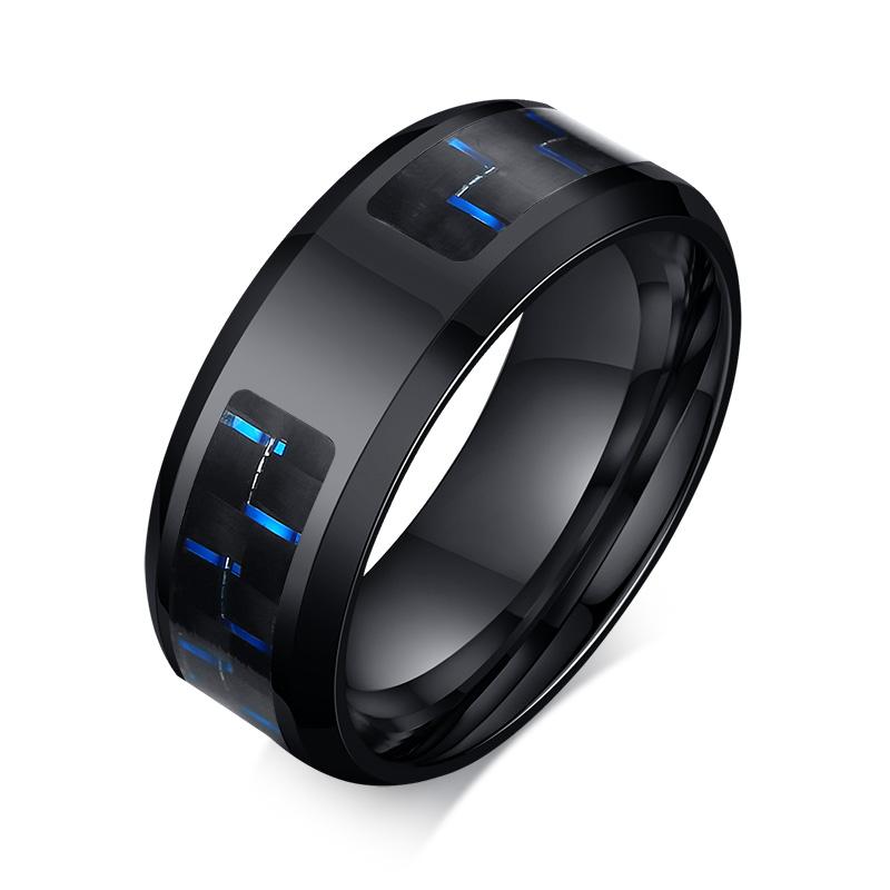 Vnox Men s 8mm Personalize Laser Engraved Wolf Dragon Bands Ring Black Stainless Steel with Carbon Fiber Custom Gifts Jewelry 10