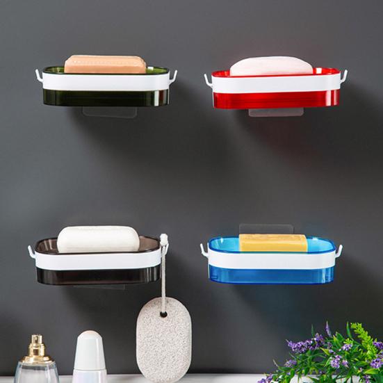 Soap Case Wall Mounted Ventilation Plastic Water Draining Dry Quickly Soap Sponge Dish for Bathroom