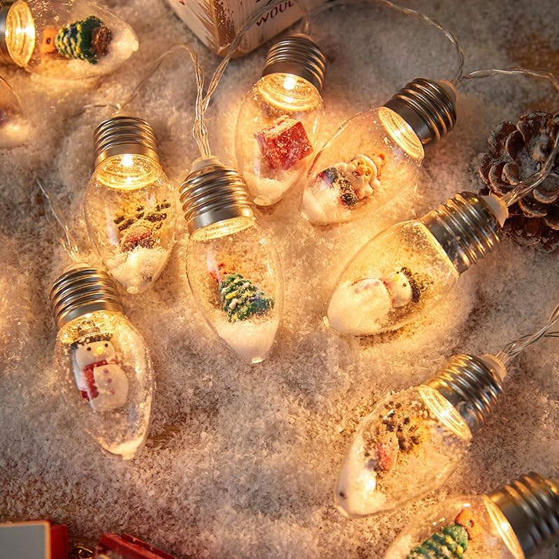 Christmas Decoration String Lights,Snow Globe Lights Battery Powered