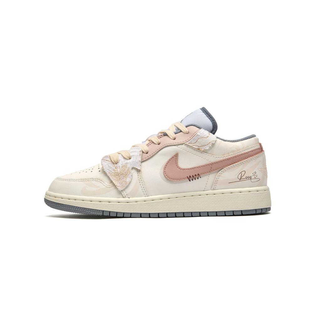 Jordan Air Jordan 1 Summer Manor Ammortizzazione Antiscivolo Resistente all'Abrasione Basse Vintage Scarpe da Basket GS 553560-053(Team196-)