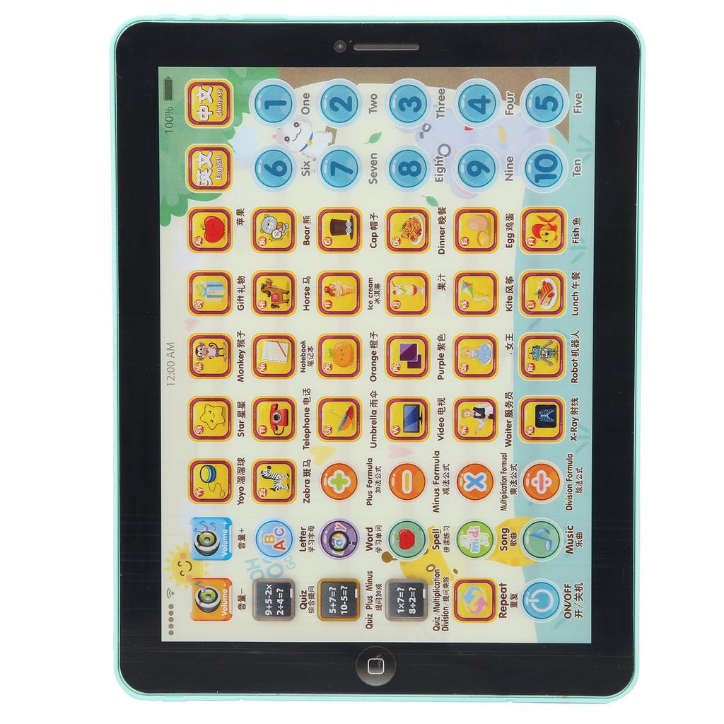 ABS Kind Kinder Tablet Pad Lernen Buchstaben Wörter Zahlen Pädagogisches Elektronisches Spielzeug Grün