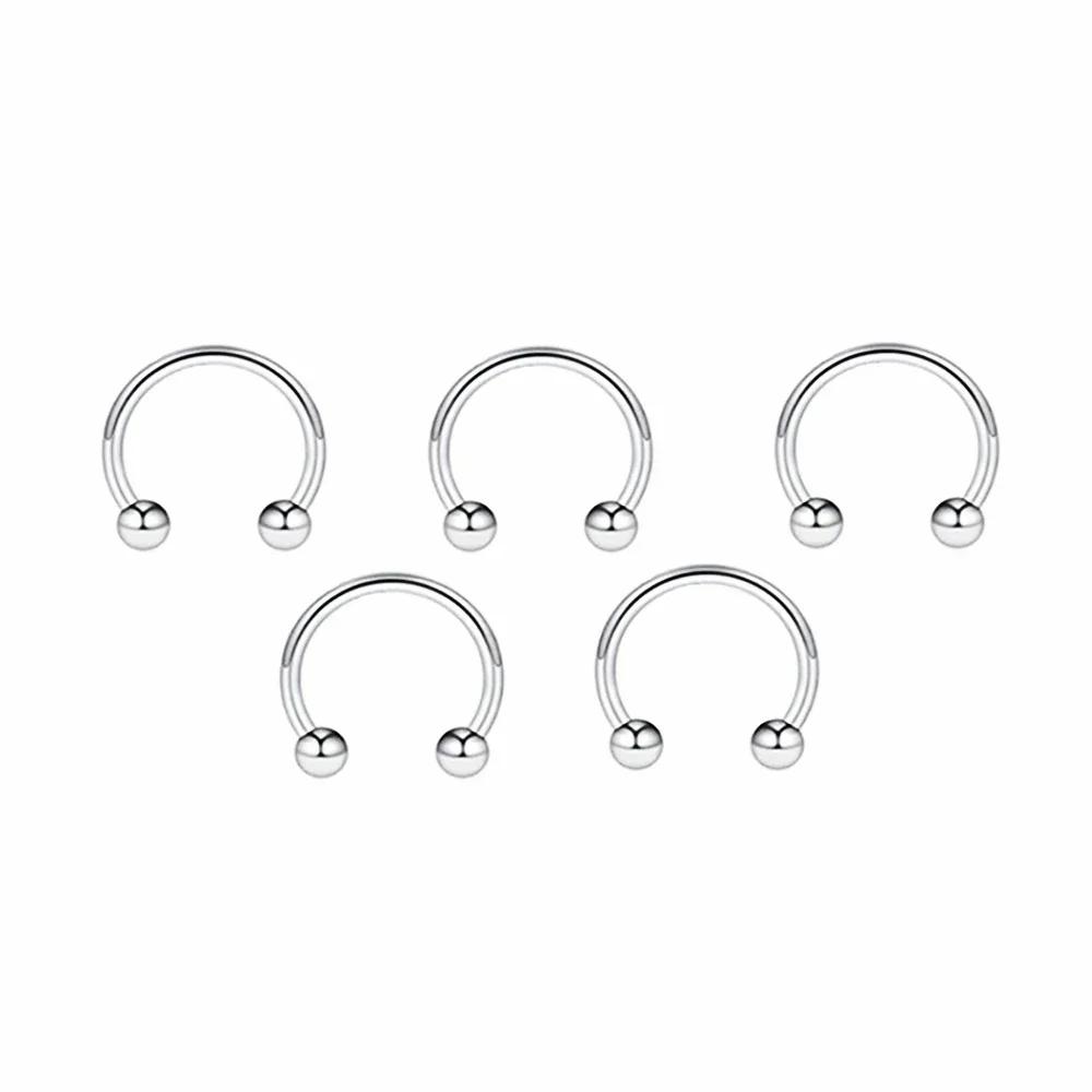 5-20pc 6-14mm Surgical Steel Horseshoe Nose Septum Ring Bar 3mm Ball Ear Lip Barbell Stud Piercing 16G