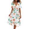 Women's Fashion Casual V-Neck Short Sleeve Floral Print Dress