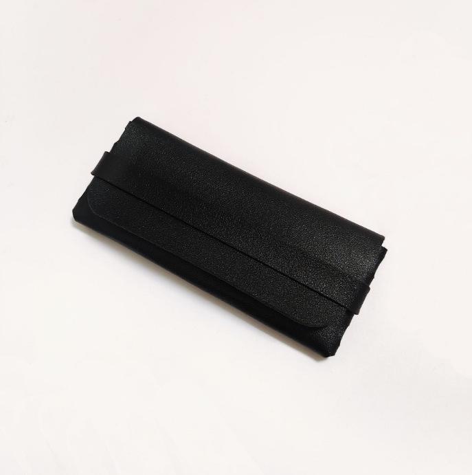 Folding Leather Glasses Case - Soft, Portable Zipper Pouch for Sunglasses & Eyeglasses
